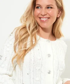 Diamanté Embellished Cable Knit Cardigan