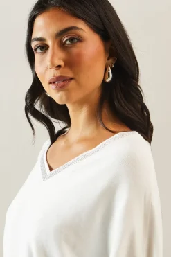 Diamante neckline v neck jumper