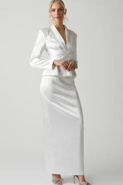 Diamante Satin Belted Bridal Blazer