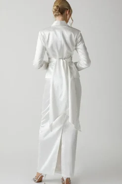 Diamante Satin Belted Bridal Blazer