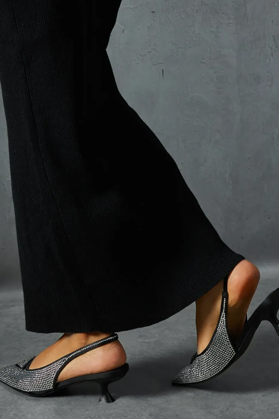 Diamante Sling Back Pointed Heels