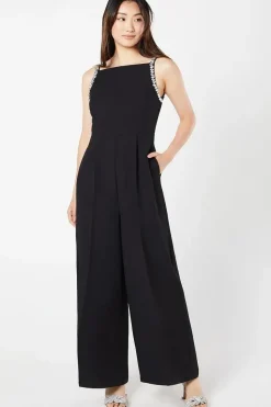 Diamante Trim Stretch Cami Jumpsuit