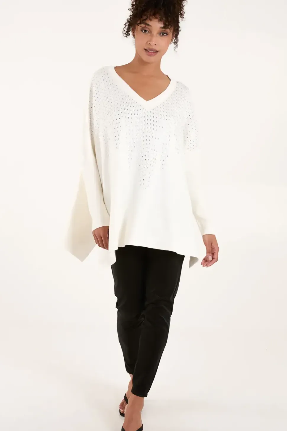 Diamante V Neck Jumper