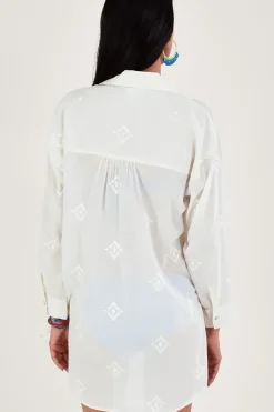 Diamond Embroidered Beach Shirt