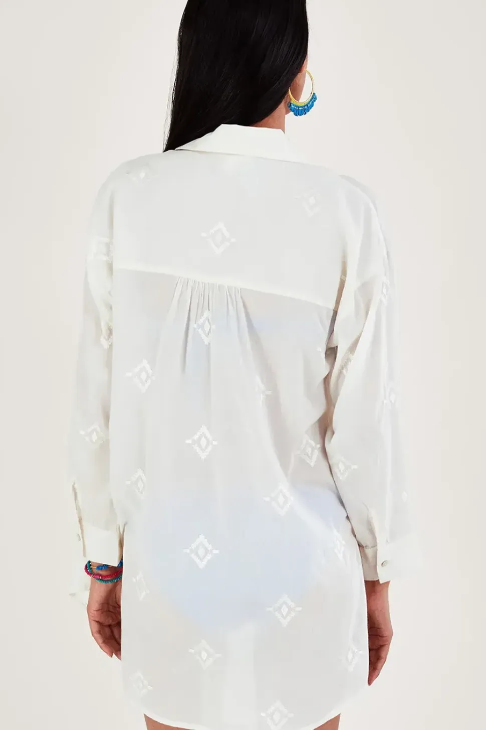 Diamond Embroidered Beach Shirt