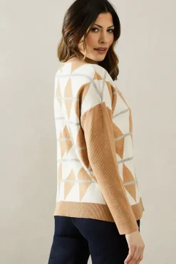 Diamond Pattern Roll Neck Jumper