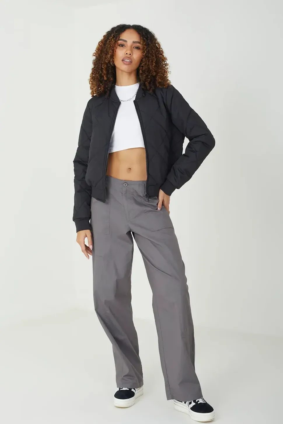 Diamond Quilted Bomber Jacket