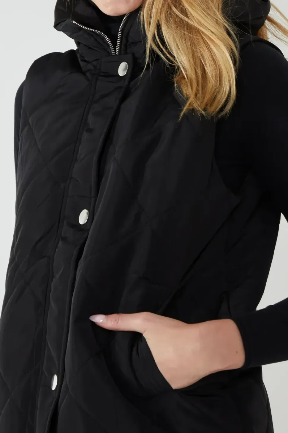 Diamond Quilted Longline Vest