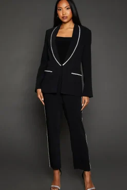 Diamond Trim Shawl Collar Blazer