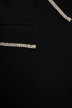 Diamond Trim Shawl Collar Blazer