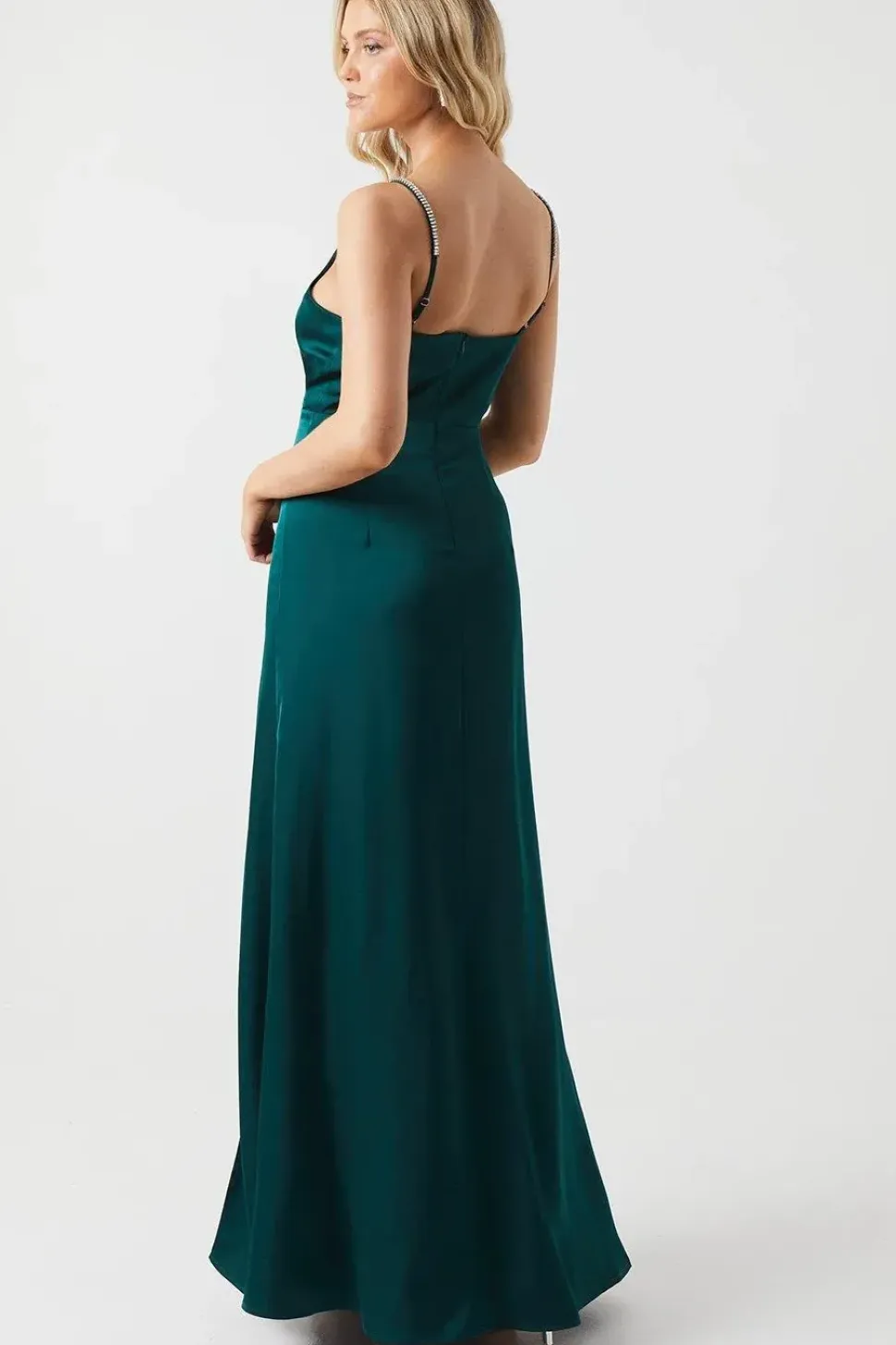 Diamonte Apron Neckline Bridesmaid Maxi Dress