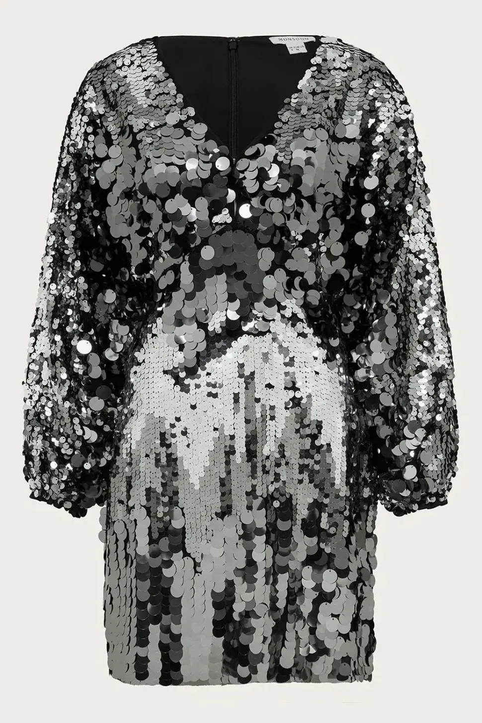 Dina Dolman Sequin Mini Dress Silver