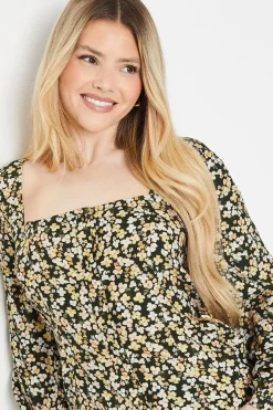 Ditsy Button Long Sleeve Blouse