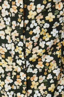 Ditsy Button Long Sleeve Blouse
