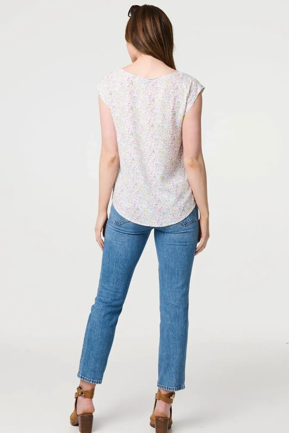 Ditsy Floral Cap Sleeve Shell Top