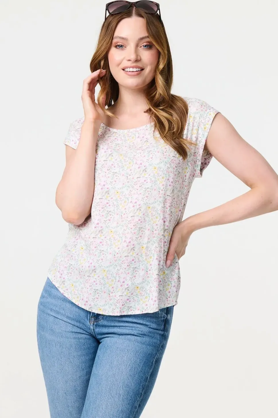 Ditsy Floral Cap Sleeve Shell Top