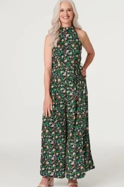 Ditsy Floral High Neck Jumpsuit