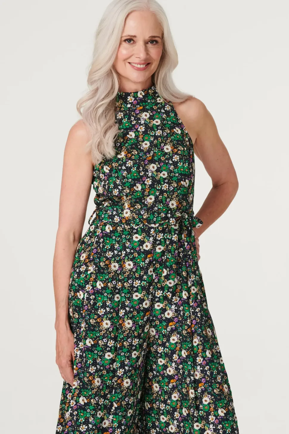 Ditsy Floral High Neck Jumpsuit