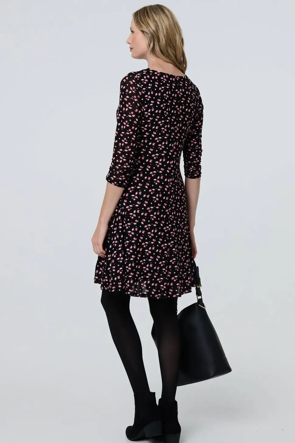 Ditsy Floral Lace 3/4 Sleeve Short Dress