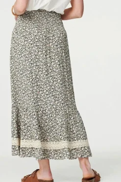 Ditsy Floral Lace Trim Maxi Skirt
