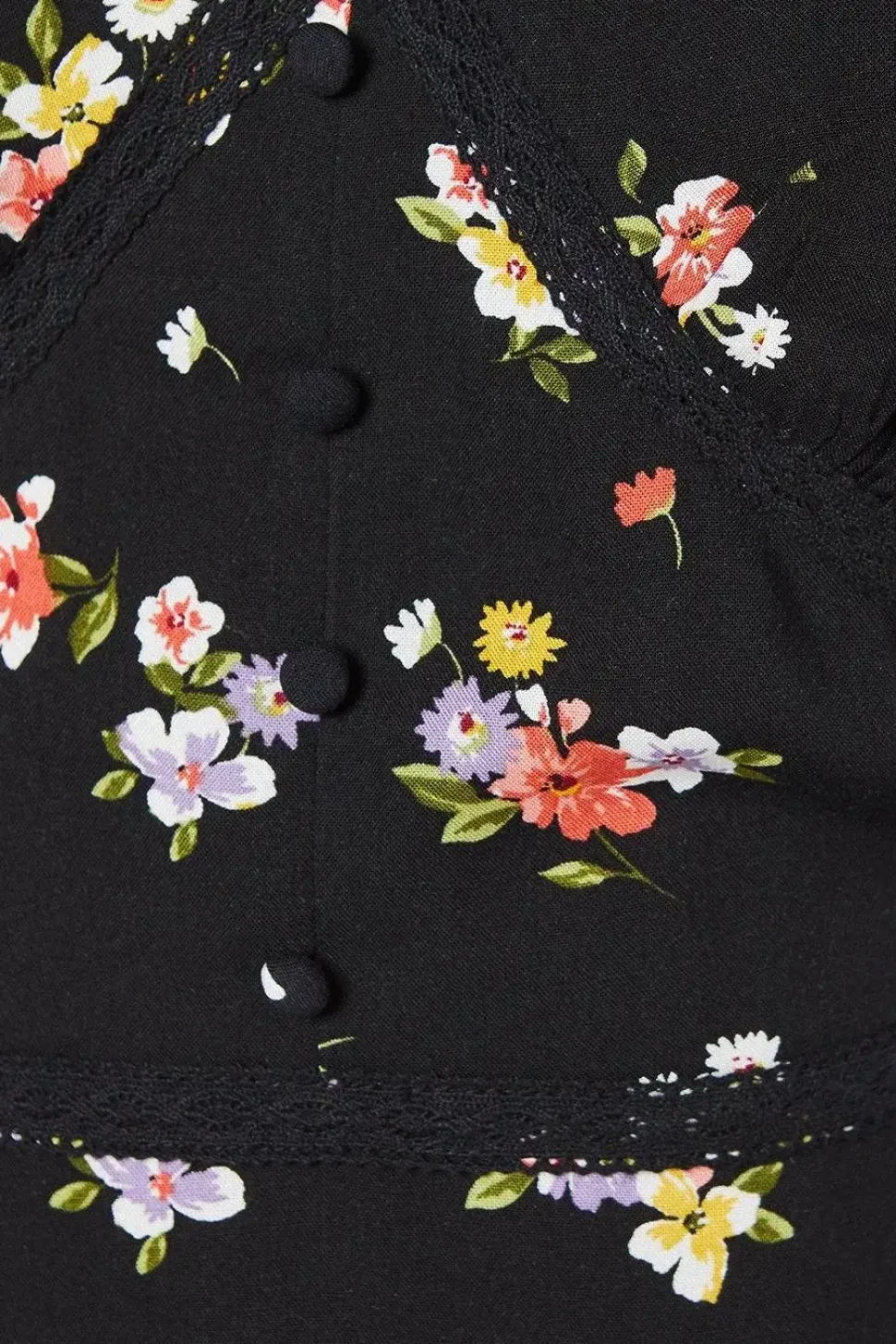 Ditsy Floral Lace Trim Mini Dress