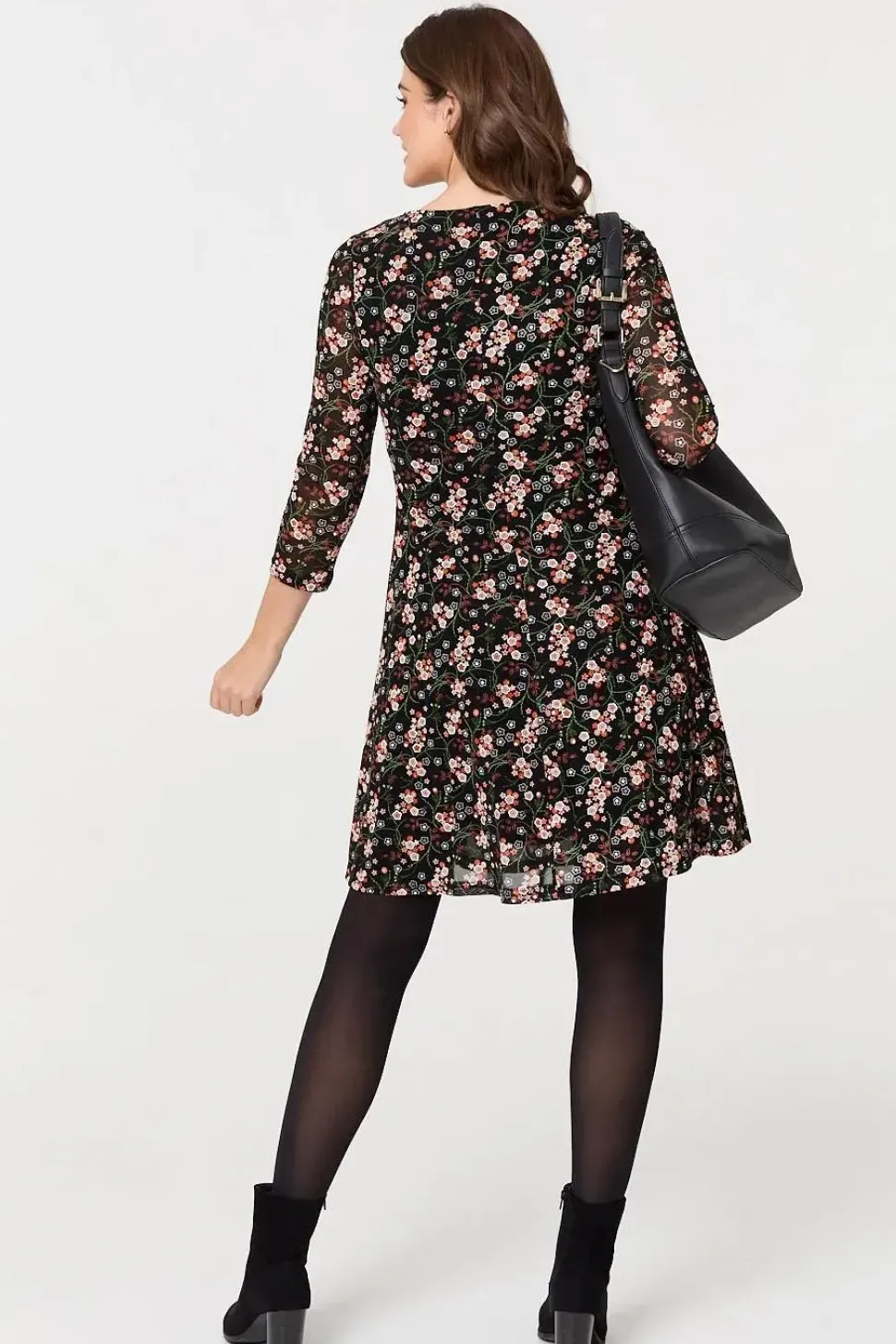 Ditsy Floral Mesh Knee Length Dress
