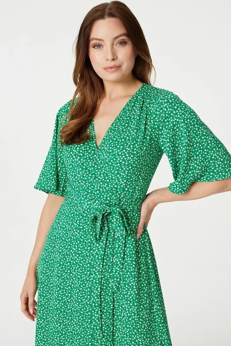 Ditsy Floral Midi Wrap Tea Dress