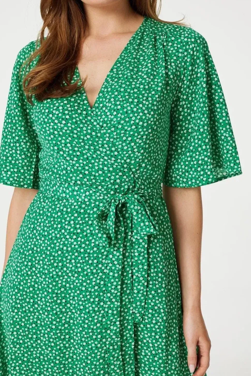 Ditsy Floral Midi Wrap Tea Dress