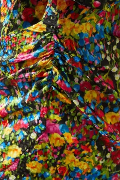 Ditsy Floral Printed Jacquard Knot Front Dress