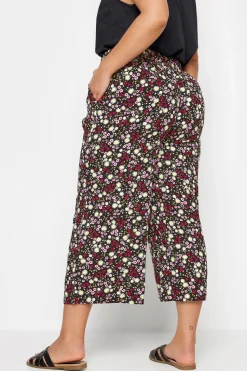 Ditsy Floral Print Wide Leg Cropped Trousers