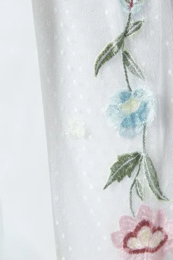 Ditsy Floral Puff Sleeve Embroidered Tiered Mesh Wedding Dress