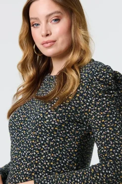 Ditsy Floral Ruffled Long Sleeve Top
