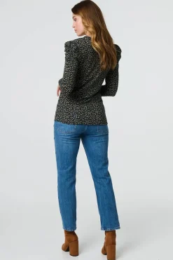 Ditsy Floral Ruffled Long Sleeve Top