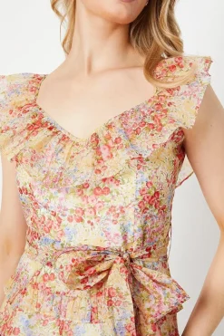 Ditsy Floral Ruffle Organza Mini Dress