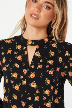 Ditsy Keyhole Blouse
