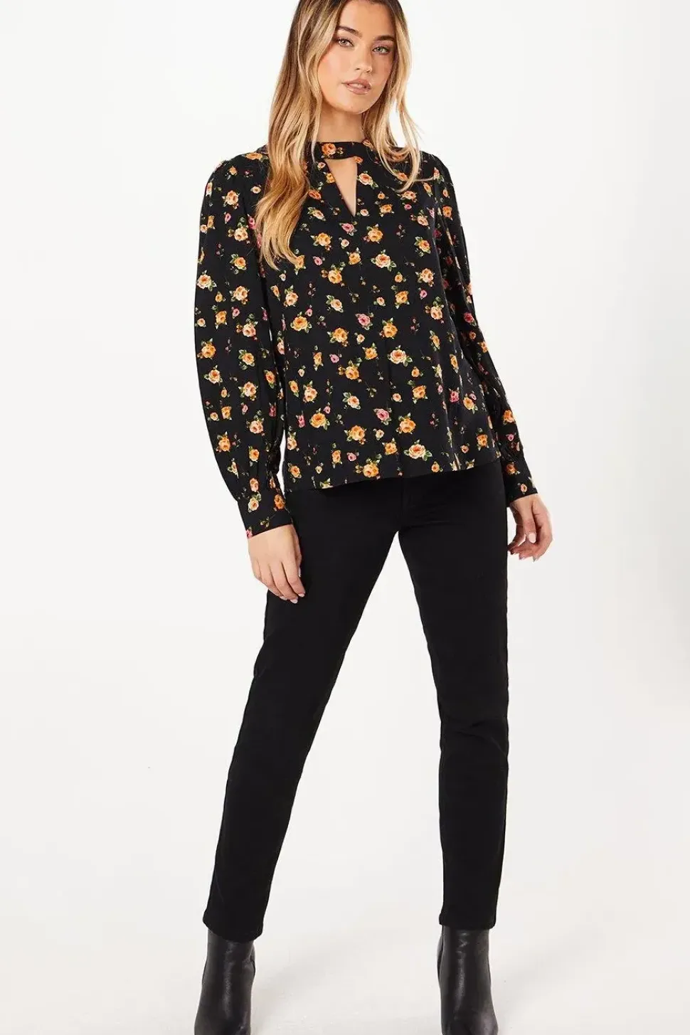 Ditsy Keyhole Blouse