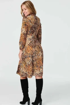 Ditsy Print High Neck Tea Dress
