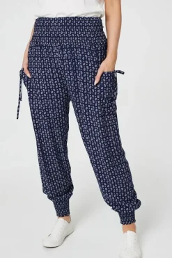 Ditsy Print High Waist Harem Trousers