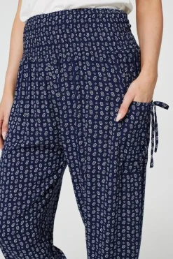 Ditsy Print High Waist Harem Trousers