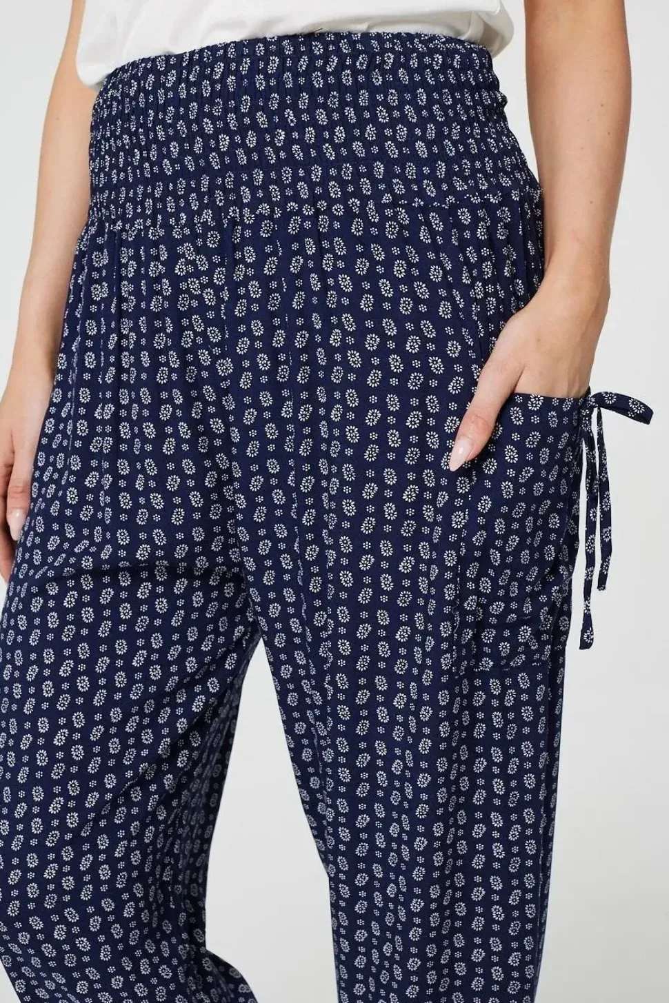 Ditsy Print High Waist Harem Trousers
