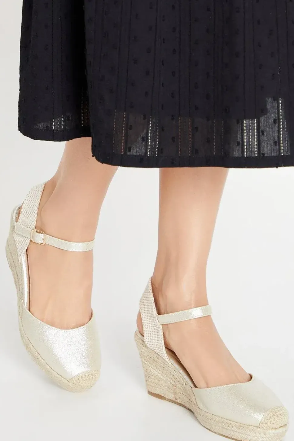 Dixie Shimmer Closed Toe Espadrille Wedge Sandals