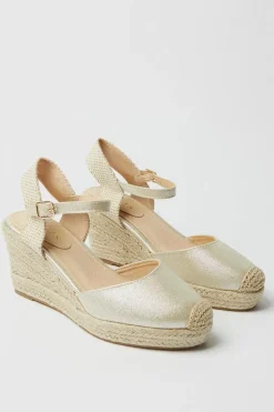 Dixie Shimmer Closed Toe Espadrille Wedge Sandals
