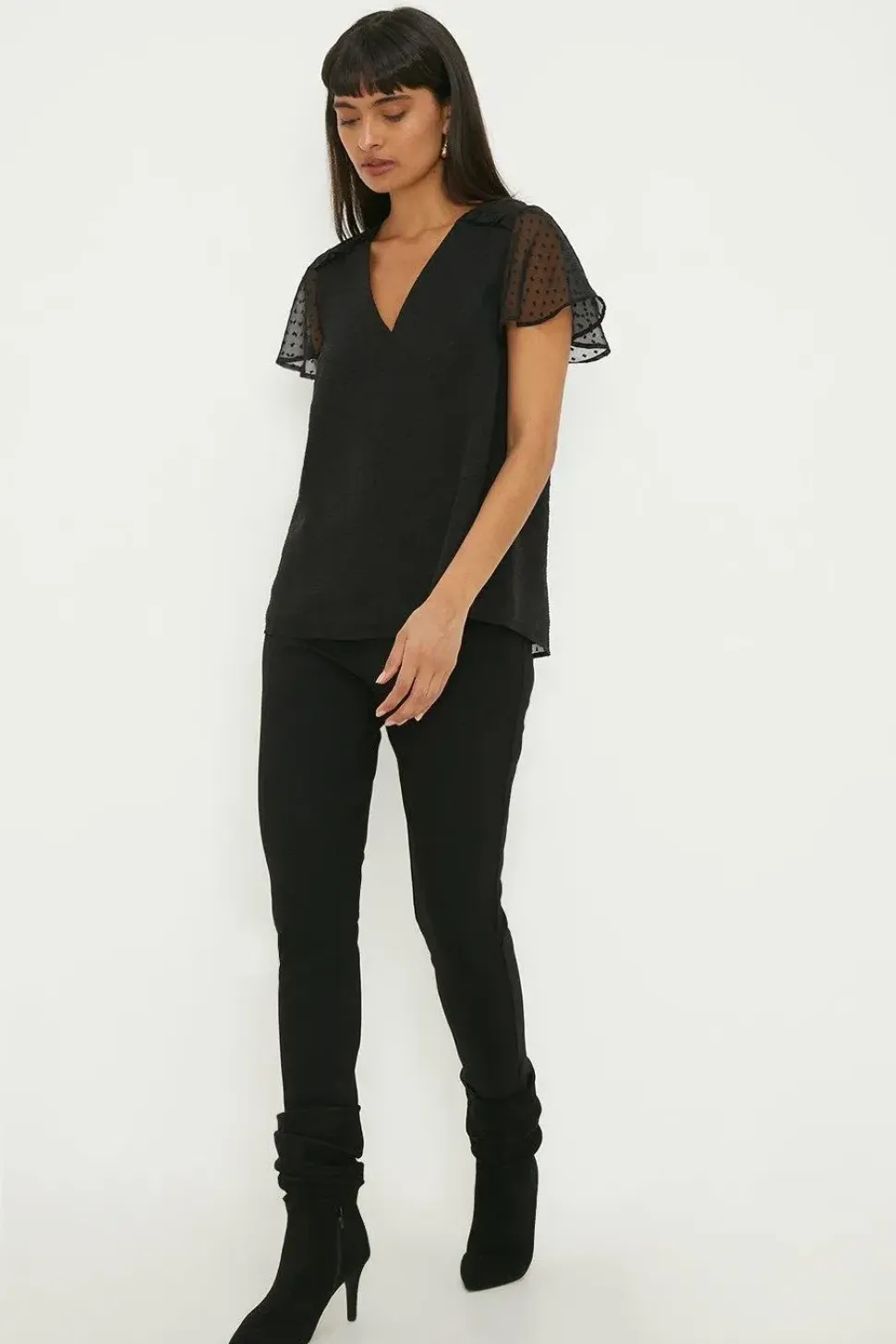 Dobby Chiffon Angel Sleeve Blouse