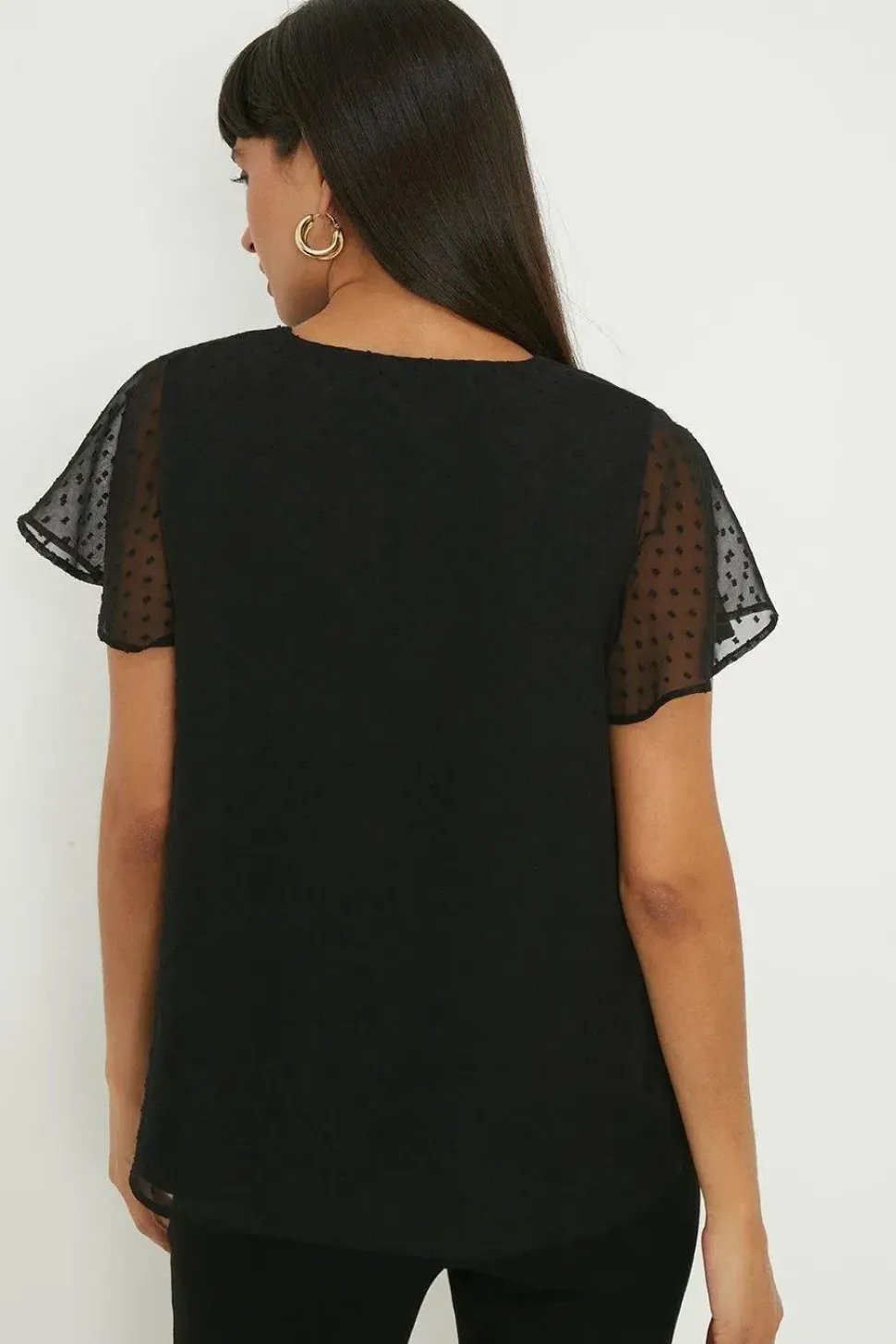 Dobby Chiffon Angel Sleeve Blouse