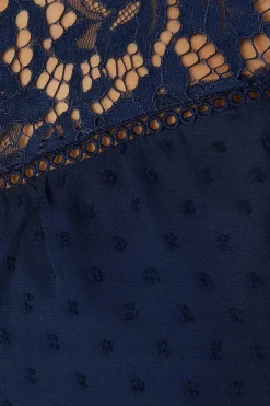 Dobby Chiffon Lace Trim Blouse