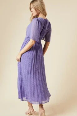 Dobby Chiffon Pleated Wrap Dress