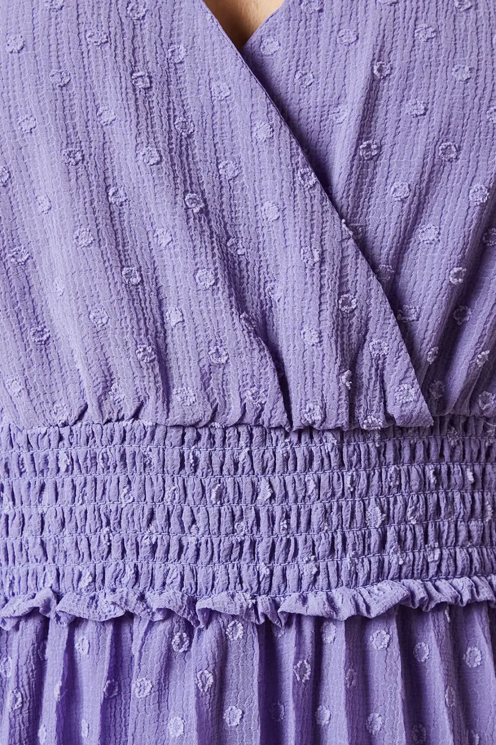 Dobby Chiffon Pleated Wrap Dress