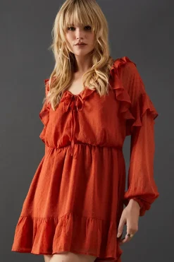 Dobby Chiffon Ruffle Waisted Mini
