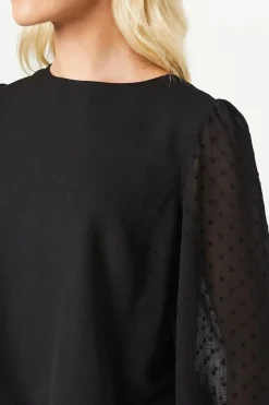 Dobby Contrast Sleeve Blouse