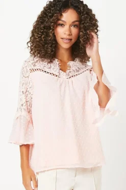 Dobby Lace Yoke Blouse